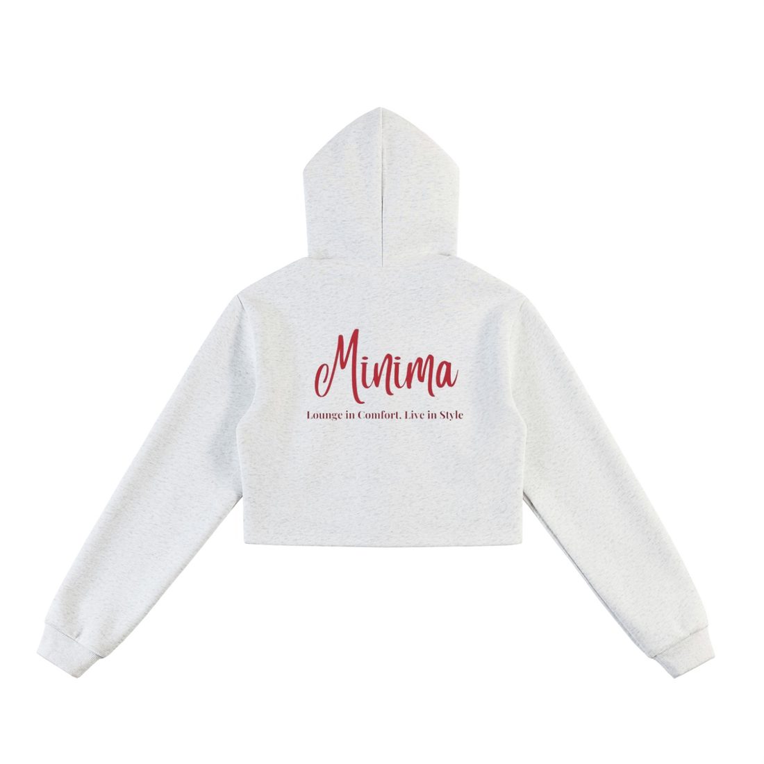 Cropped Zip-Up Hoodie — Flower Grey back